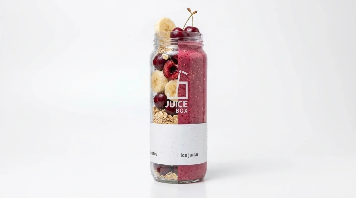 Το αυθεντικό γυάλινο βάζο JuiceBox με το λογότυπο της σειράς